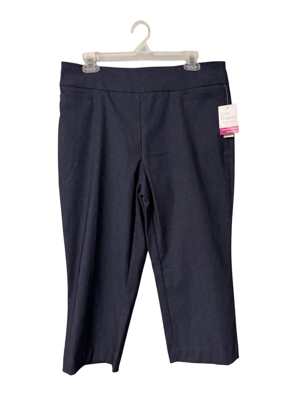 NWT Kim Rogers Millennium Capri Pants Dark Wash Denim Size 12 Stretch Pull-On